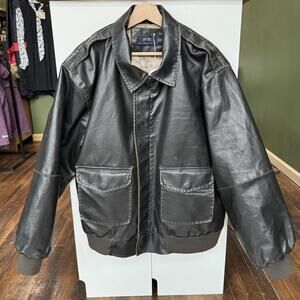 Vintage Bailey’s Point Bomber Dark Brown Faux Leather Jacket XL‎ Coat